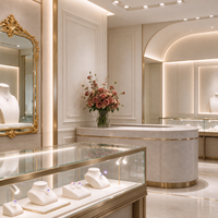 Projet de design d'intérieur pour bijouterie de luxe sur mesure, fabrication complète de vitrines, solution clé en main pour espace commercial
