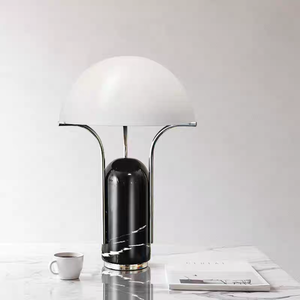 Postmoderne Halbkugel-Marmor Nordische Schlafzimmer Chrom-Metall Tischlampe Schreibtisch Nachttisch Dekorative Tischleuchte Hotelzimmer Leselampe - Product Image 3