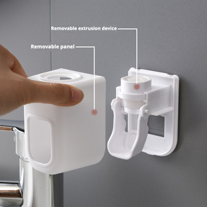Distributore automatico di dentifricio a parete porta spazzolino da denti con Logo personalizzato Set di accessori da bagno in plastica resistente