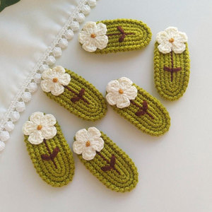Handmade Knit Flower Hair Clips For Women <b>Sweet</b> Style 10 Cm Cardboard Packaging Crochet Hair Accessories Wool Knitted Hair Clips - Product Image 4