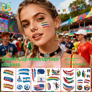 Autocollants Tatouages Coupe du Monde 2026 - Ultra-légers et Faciles <span class=keywords><strong>à</strong></span> Appliquer pour les Fans Nomades (Portugal/Uruguay) - Product Image 1