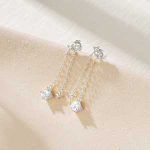 Pendientes de Plata de Ley 925 CANNER con Estrella Incrustada de Circonita y Borla de Cadena para Mujer - Product Image 3