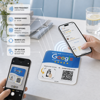 Carte cadeau personnalisée programmable en PVC, carte de visite NFC NTAG213/215, étanche, interface de communication RFID 13,56 MHz, format circulaire