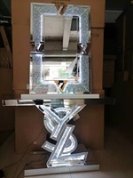 Ensemble de table et de miroir avec lumière LED, Offre Spéciale meubles en miroir avec LED de luxe en diamant