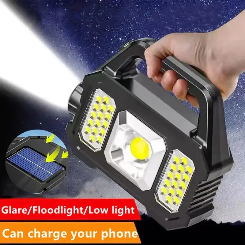 Güneş şarj edilebilir LED el feneri COB zumlanabilir su geçirmez taktik Torch lamba ampuller cep telefonu kamp el feneri şarj edebilirsiniz