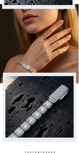 Bracelet tennis en moissanite taille princesse, argent 925 plaqué rhodium, bijoux de luxe géométriques pour femme, pour mariage - Product Image 6