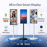 Téléviseur intelligent rotatif HD 32 pouces pour diffusion en direct, réglable en hauteur, Android, avec batterie intégrée, écran tactile et interface USB