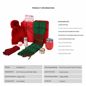 Set de Regalo Navideño, Caja de Regalo, Canasta de Regalo Festiva con Gorro de Punto, Bufanda, Guantes, Vaso Térmico y Bomba de Baño para Navidad - Product Image 4