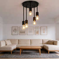 Plafonnier LED industriel noir style fer forgé américain, hauteur réglable, intensité variable, rétro, pour salon, chambre, bureau