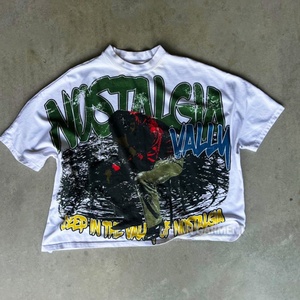 เสื้อยืดวินเทจคุณภาพสูงสำหรับฤดูร้อน พิมพ์ลายดิจิตอลโลโก้ตามสั่ง ผ้าฝ้าย 100% ทรงบ็อกซี่โอเวอร์ไซส์สำหรับผู้ชาย - Product Image 1