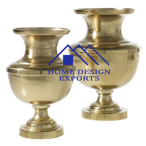 Vase à fleurs décoratif en aluminium, couleur texturée noir et or, pot de fleurs de Style classique pour dessus de Table, nouvelle collection - Product Image 5