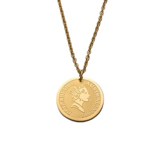 Craft Wolf joyería de moda Oro plata Mujeres Hombres Elizabeth <span class=keywords><strong>Avatar</strong></span> Acero inoxidable Cadena de monedas en relieve Collar ecológico - Product Image 6