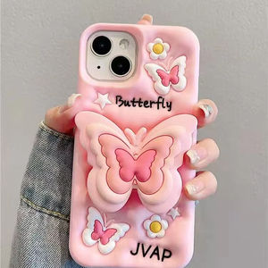 Venta al por mayor <span class=keywords><strong>de</strong></span> funda <span class=keywords><strong>de</strong></span> teléfono <span class=keywords><strong>de</strong></span> silicona <span class=keywords><strong>de</strong></span> mariposa con soporte telescópico, nueva funda <span class=keywords><strong>de</strong></span> teléfono para niñas, bienvenido a comprar - Product Image 1