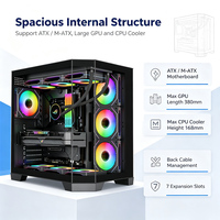 Boîtier PC Gaming ATX Mid-Tower en Verre Trempé, Châssis d'Ordinateur de Bureau, Prise en Charge du Refroidissement Liquide 360mm, 10 Ventilateurs RGB