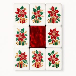 Jeu de Mahjong américain Ruby Christmas, 160 pièces, tuiles en acrylique à 4 couches, design festif peint à la main, fabricant de tuiles de Mahjong personnalisées - Product Image 3