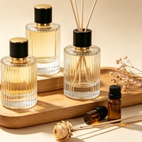 Flacons de parfum en verre à rayures verticales, flacons cosmétiques cylindriques vides à remplir
