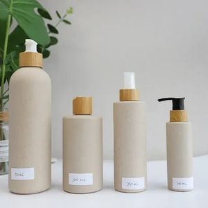 2024 bouteille de paille de blé en plastique écologique personnalisée emballage de cosmétiques de vente chaude avec manipulation de Surface d'impression d'écran - Product Image 2