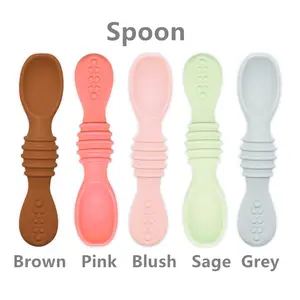 Hot Selling Food Grade Silicone Baby Spoon Set Non Toxic Easy Clean Silicone Spoons For Toddler