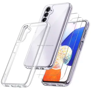 Atacado 3 em 1 TPU Hard PC Case para A54 5G 2 Pack Full Clear Tempered Glass Camera Lens Protector de tela para Samsung A14 5G