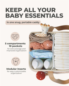 Beige Baby Caddy Organizer Caddy Organizer with Handle Baby Diaper Caddy Organizer Nursery <b>Storage</b> <b>Basket</b> - Product Image 2