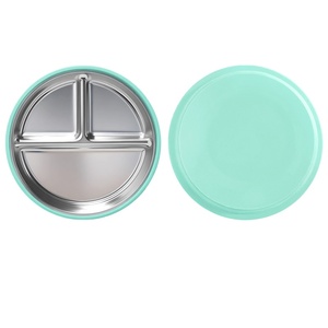 Assiette multifonction pour enfants, incassable, légère, en acier inoxydable SUS304, sans BPA, avec ventouse, pour l'apprentissage de la vaisselle - Product Image 4