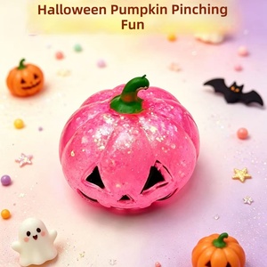 Juguete antiestrés de goma blanda con diseño de cabeza de calabaza de Halloween, novedoso, con purpurina, creativo, para descompresión, venta al por mayor transfronteriza - Product Image 2