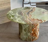 Table basse moderne de luxe en onyx vert rose Table personnalisée en marbre onyx pour la maison Salon Table basse en pierre naturelle