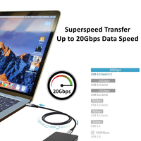 20Gbps 100W Type C Câble 3M Charge Rapide Pour Station D'accueil/MacBook/Ordinateur Portable/Disque U Haute Vitesse/Caméra Haute Vitesse