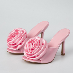 2023 Summer New fairy Style Fashionable Flower High Heel Sandals and <b>slippers</b> Size 35-42 - Product Image 4