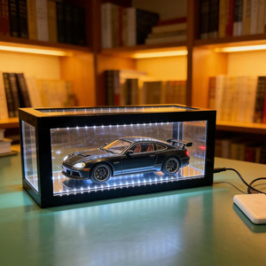 Nouvelle conception, prise USB personnalisée, échelle 1/18 1/24 1/64, bande lumineuse LED cachée, modèle de voiture, acrylique résistant aux rayures, incassable, présentoir - Product Image 1
