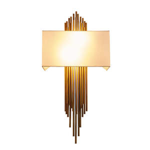 Aplique de pared de tela de hierro de nuevo estilo, luces de techo, pasillo de Hotel, tiras de metal dorado, lámparas de pared - Product Image 6