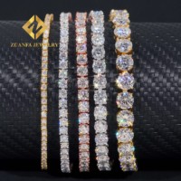 Chaîne Tennis en Argent Sterling 925 avec Moissanite Sertie Or Blanc, 2,0 mm à 6,5 mm, Bijoux Hip Hop Wuzhou Zuanfa, Vente en Gros