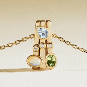 LYBURCHI - Dije de Barra Geométrico Abstracto Personalizado en Plata de Ley 925, Chapado en Oro de 14K y 18K, con Circonitas Cúbicas, para la Creación de Joyas - Product Image 5