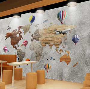 Style industriel Carte du monde Décoration murale murale Restaurant Café Décoration intérieure <span class=keywords><strong>Papier</strong></span> <span class=keywords><strong>peint</strong></span> Autocollant - Product Image 2