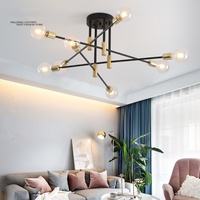 Lustre de style américain transfrontalier, luxe léger, lampe de plafond moderne pour salon, suspension LED personnalisée en fer forgé