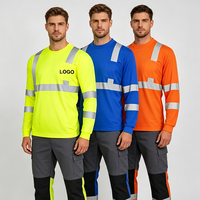 Camisa de Seguridad Reflectante Ligera de Manga Larga para Trabajadores al Aire Libre, Alta Visibilidad, Clase 3, Camisa de Construcción