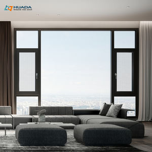 Fenêtres de maison en aluminium certifiées NFRC, système insonorisant, fenêtres <span class=keywords><strong>à</strong></span> battants pivotants avec moustiquaire - Product Image 1