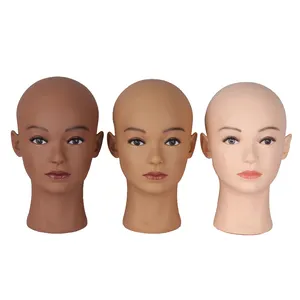 Afro Kepala Manekin Botak Hitam Wanita Mode Manekin Tata Rias Profesional untuk Membuat Wig Kepala Dummy 54Cm Kepala Pembuat Wig