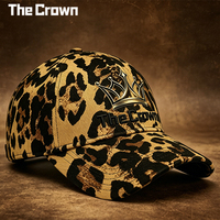 Gorra de Béisbol Estructurada de 6 Paneles con Estampado de Leopardo y Logotipo Personalizado, Venta al Por Mayor, Gorra con Patrón Animal Bordado en 3D, Fabricante