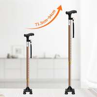N06FC21- # I #     Nouvelles cannes télescopiques réglables en alliage d'aluminium à quatre pieds pour personnes âgées, bâtons de marche sans lumière
