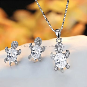 European and American Fashion Women's Lovely <b>Turtle</b> Earrings <b>Necklace</b> Set - Product Image 4