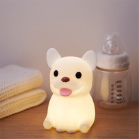 Bouledogue français Veilleuse en silicone rechargeable par USB Lumière douce avec lampe d'atmosphère de sommeil Lampe de bureau décorative