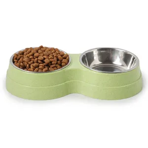 2024 Hot Sale Round Pet Feeding Bowl Stainless Steel Double Cat Dog Food Water Bowl For Cheap Sale