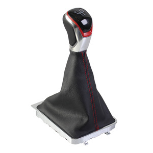Volkswagen Passat B6 B7 Leather Gear <b>Shift</b> <b>Knob</b> 5 6 Speed Ergonomic Red Stitching - Product Image 4