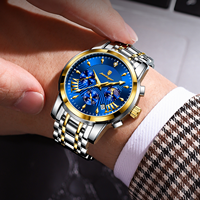 Jam Tangan POEDAGAR 813 Quartz Stainless Steel Desain Fashion Pria Tahan Air Bercahaya Tanggal Otomatis Kronograf Jam Tangan Pria