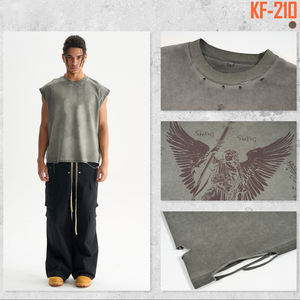 Hot Retro HD Impreso 270g Deportes Algodón Tank Top Sin mangas Hombres Tank Top Transpirable - Product Image 2