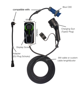 New Portable EV Charger Type1/Type2 7KW AC 200-220V Input Adjustable 32A IP54 Home Commercial Use APP Control 5M Cord 3-Year - Product Image 5