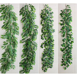 Guirlande artificielle de feuilles de saule vertes, fausse vigne persane, lierre, ruscus italien, verdure suspendue - Product Image 4