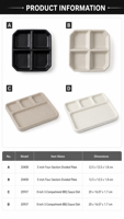 Assiette en mélamine empilable de qualité alimentaire de 8 pouces à 3 compartiments avec coupelle à sauce pour condiments de barbecue, idéale pour la restauration et la grillade