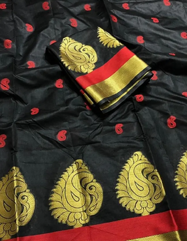 Cttonsilk Saree Met Gouden Boeder Ontwerp Productie Rate